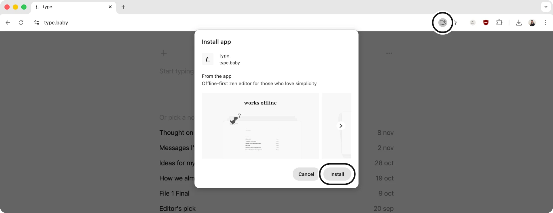 Installing PWA from Google Chrome